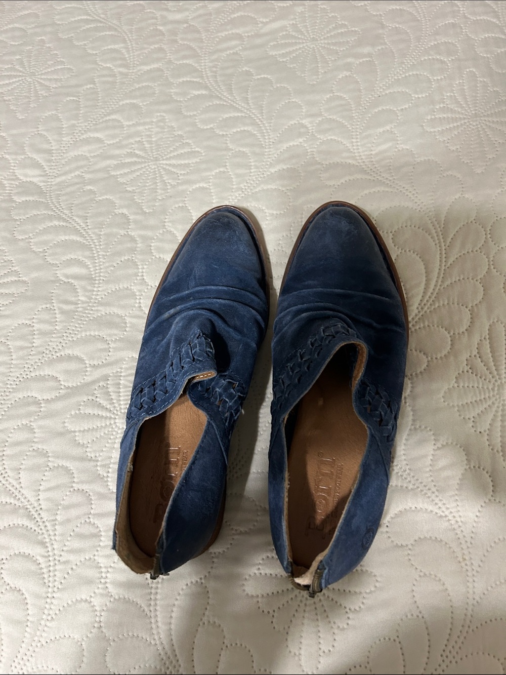 Born Navy Suede Slip-On Loafers with Braided Detail